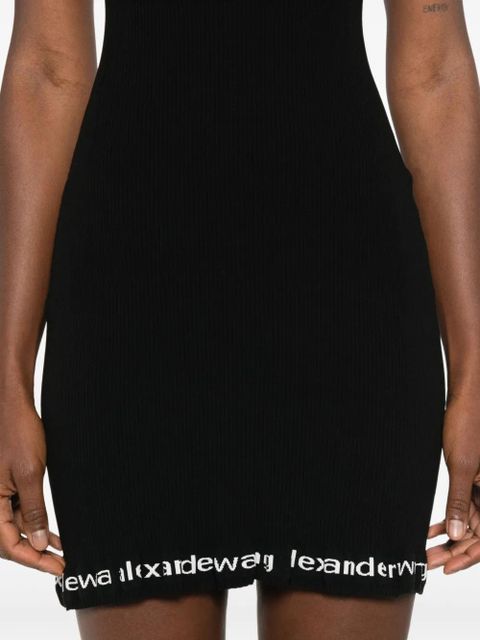 Alexander Wang ribbed logo-detail midi dress - Black