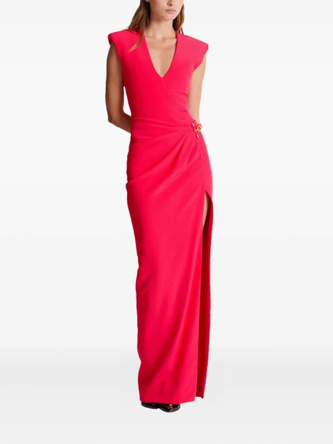 Balmain chain-embellished crepe dress - Red