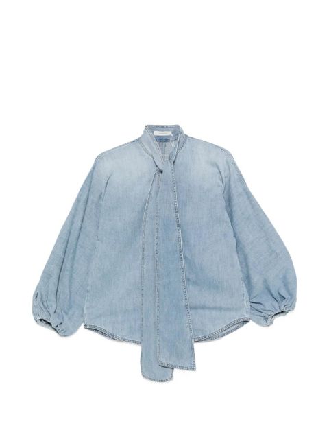 ZIMMERMANN ZIM INDRA DENIM TIE NECK BLOUSE SKYLARK - Blue - zdjęcie produktu nr 1