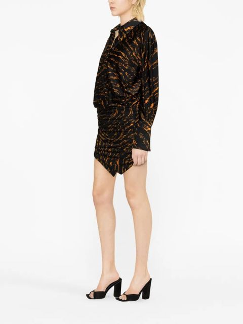 The Attico abstract-patterned shirt dress - Black