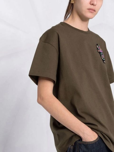ETRO beaded motif-patch oversized T-shirt - Green - zdjęcie produktu nr 2