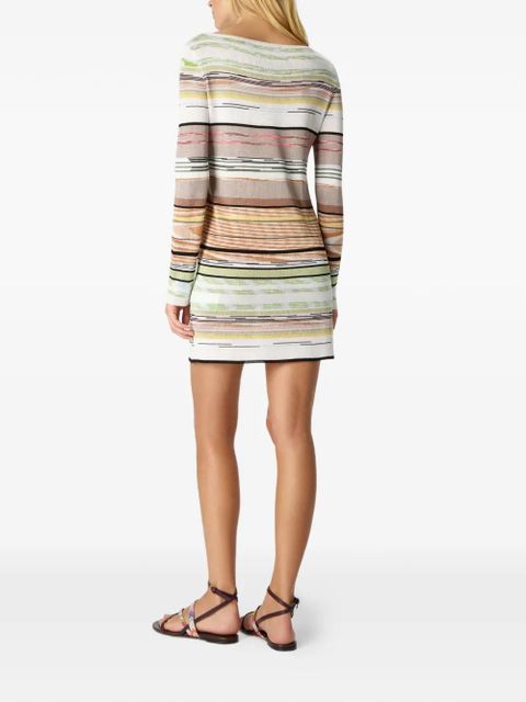 Missoni striped-pattern long-sleeved mini dress - White