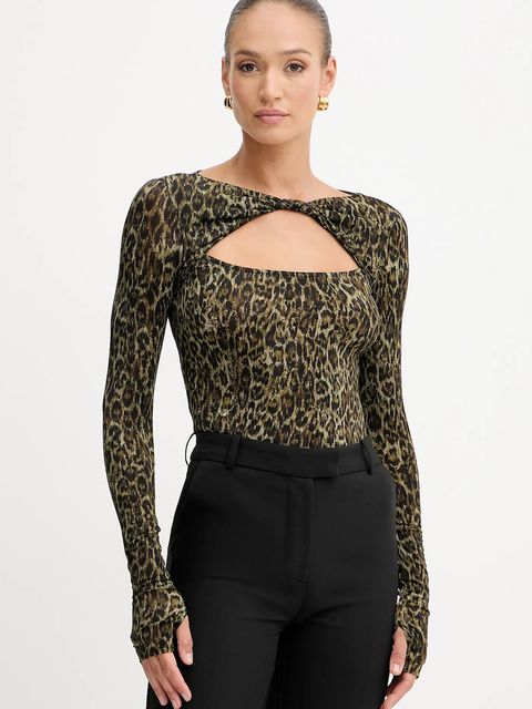 Just Cavalli bluzka damska kolor brązowy wzorzysta 79PAH618 JS496 - zdjęcie produktu nr 1