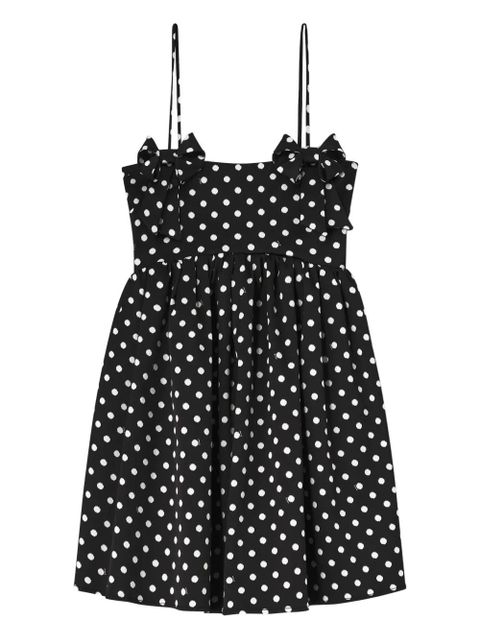 GANNI polka dot bow mini dress - Black