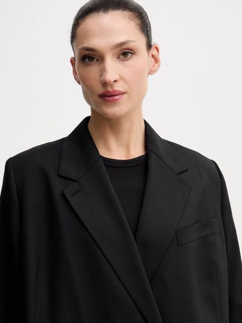 Kenzo marynarka wełniana kolor czarny jednorzędowa gładka FF52VE2589RA.99