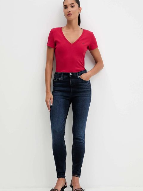 Tommy Jeans jeansy damskie kolor granatowy DW0DW21802