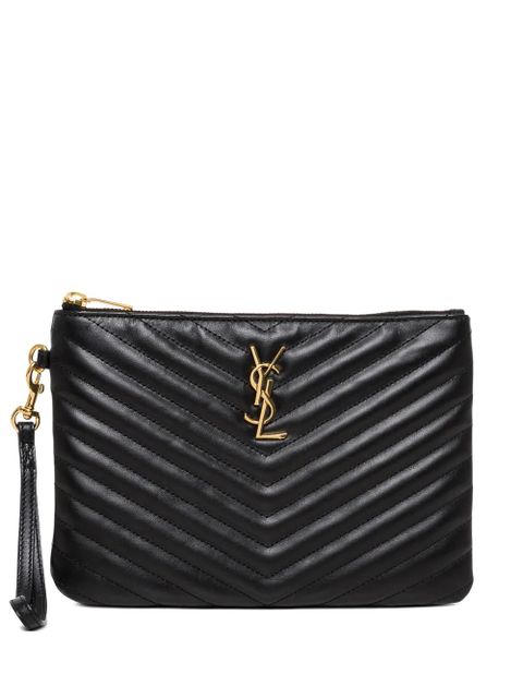 Saint Laurent small Cassandre matelassé leather clutch bag - Black - zdjęcie produktu nr 1