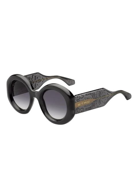 ETRO paisley-embellished round sunglasses - Black