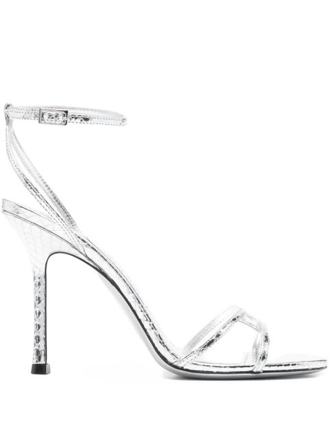 Jimmy Choo ankle-strap snakeskin-effect sandals - Silver