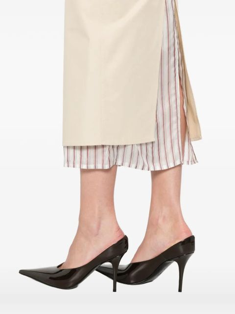 The Attico striped-hem midi skirt - Neutrals