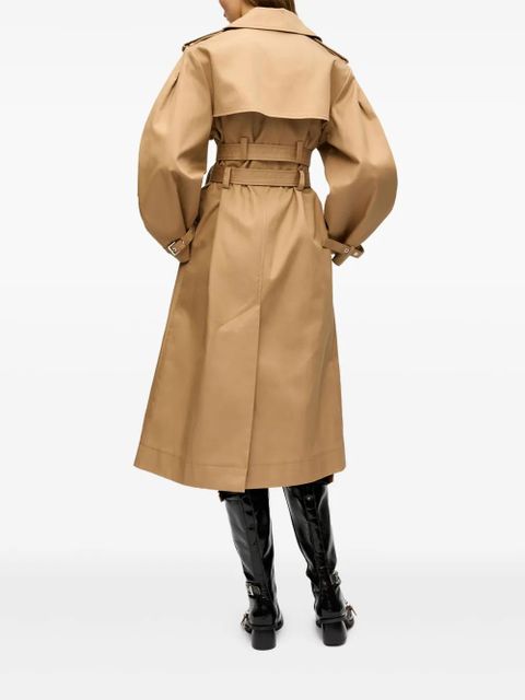 GANNI belted trench coat - Brown