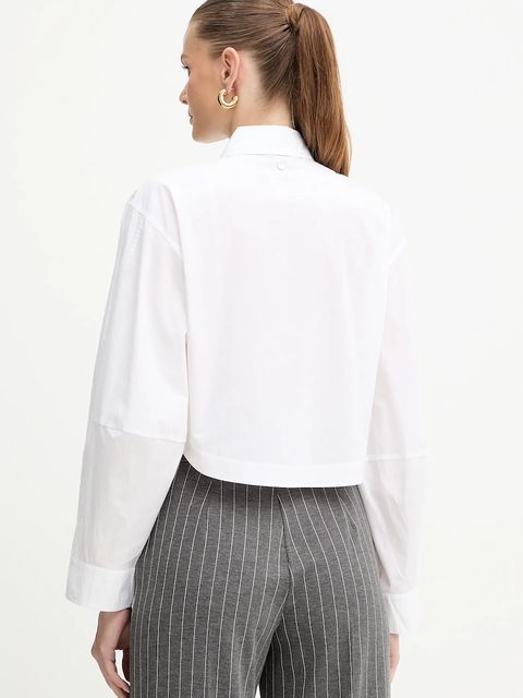 BOSS Orange koszula bawełniana damska kolor biały regular z kołnierzykiem klasycznym 50548402