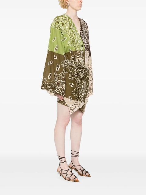 The Attico paisley-print cotton mini dress - Brown