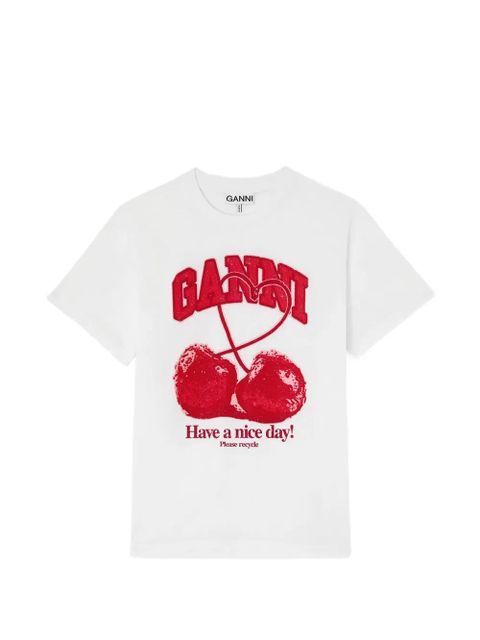 GANNI bead-embellished chery-print T-shirt - White - zdjęcie produktu nr 1