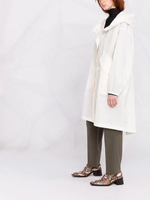 Jil Sander logo-print hooded raincoat - White