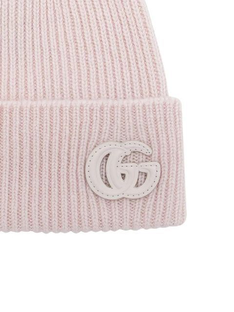 Gucci logo-patch ribbed beanie hat - Pink