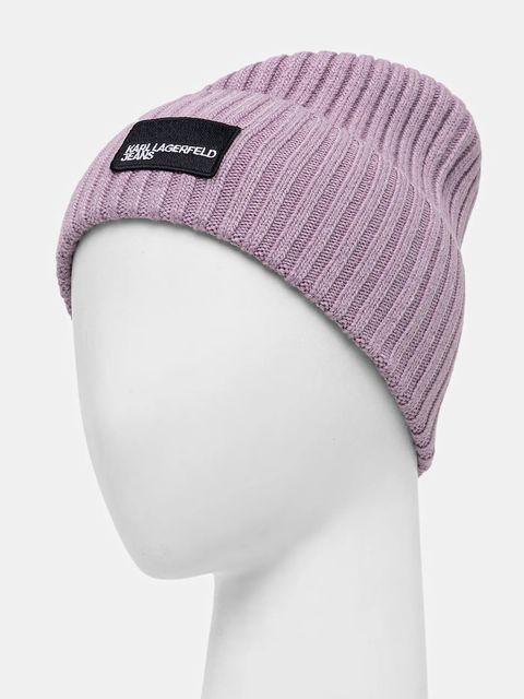 Karl Lagerfeld Jeans czapka z wełną kolor fioletowy A3W33111 - zdjęcie produktu nr 2