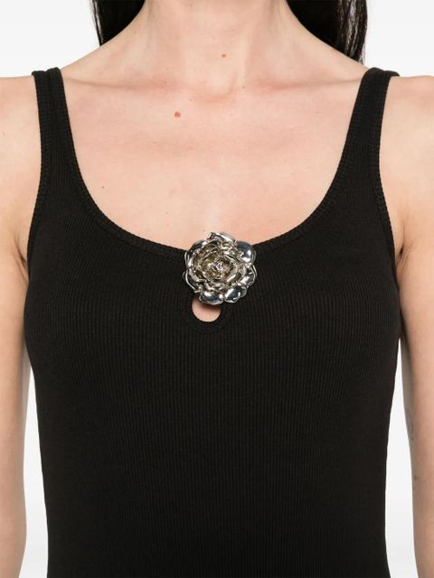 Blumarine floral-brooch maxi dress - Black