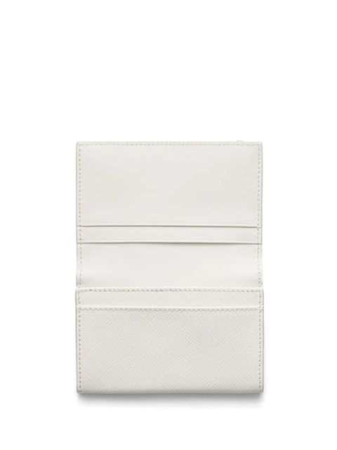 Prada triangle-logo leather cardholder - White