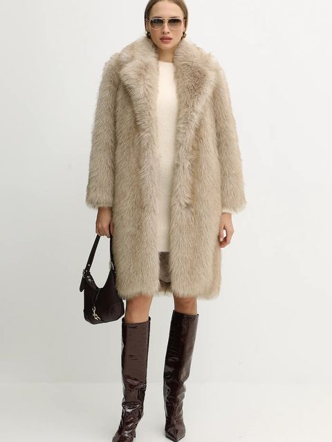 Liu Jo płaszcz kolor beżowy MF5459 E1024