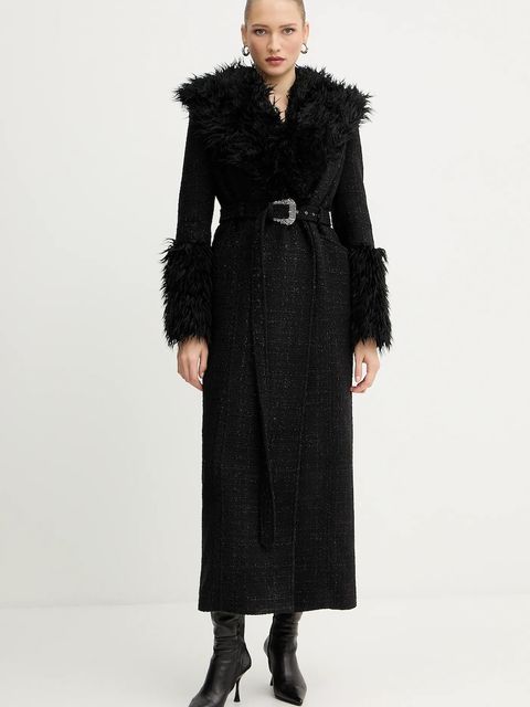 Versace Jeans Couture płaszcz z domieszką wełny kolor czarny 79HAT413 N0539 - zdjęcie produktu nr 1