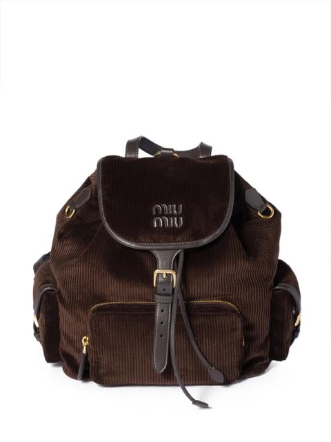 Miu Miu large corduroy backpack - Brown - zdjęcie produktu nr 1