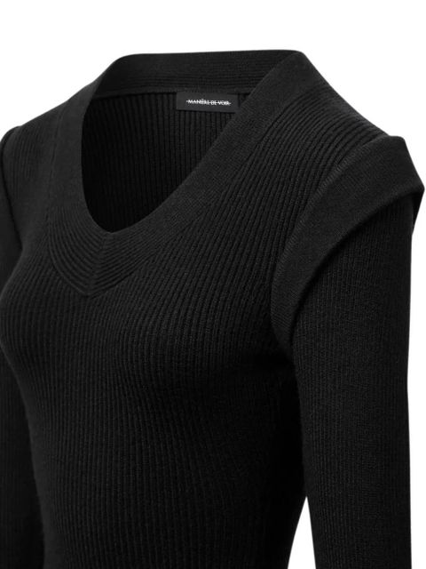 Manière De Voir wide-shoulder knitted mini dress - Black