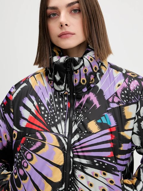 adidas kurtka x Farm Rio kolor czarny zimowa oversize JL8611