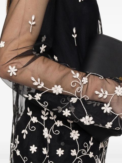 TOTEME floral-embroidered shirt - Black