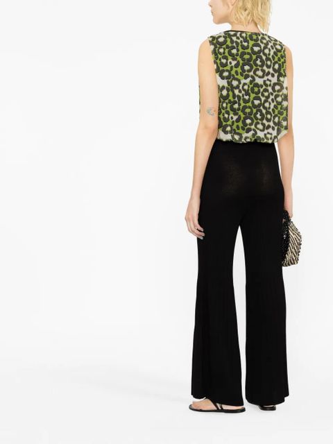 TWINSET high-waisted wide-ribbed trousers - Black