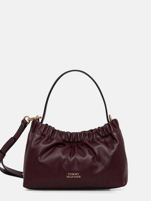 Tommy Hilfiger torebka skórzana kolor bordowy AW0AW18306 - zdjęcie produktu nr 1