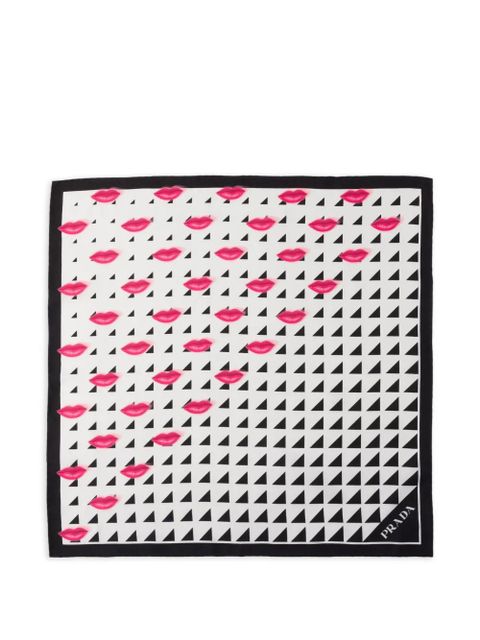 Prada Printed silk twill scarf - Black - zdjęcie produktu nr 1