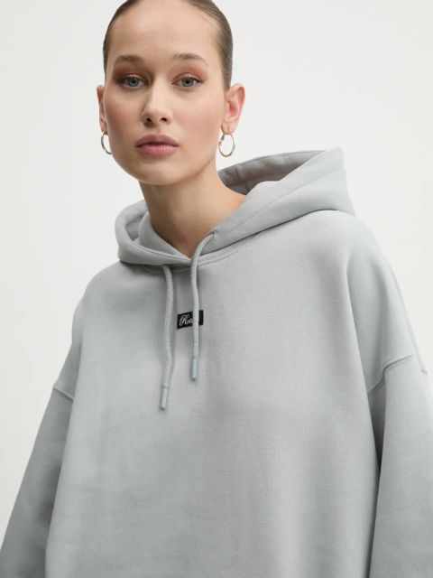 Rotate bluza bawełniana damska kolor szary z kapturem gładka 1134262387