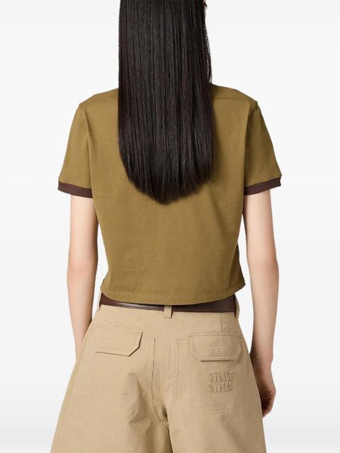 Miu Miu embroidered logo T-shirt - Green - zdjęcie produktu nr 2