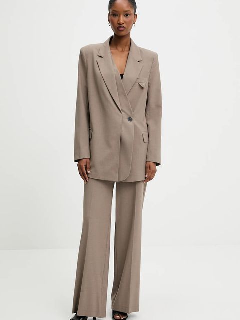 Answear.LAB spodnie damskie kolor brązowy szerokie high waist