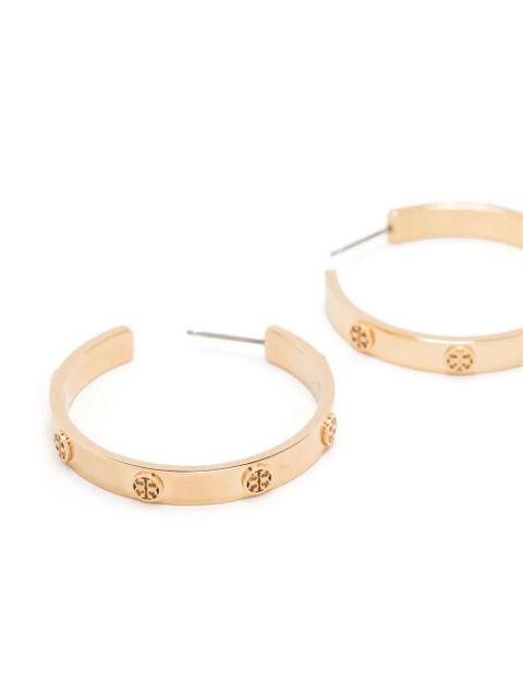 Tory Burch embossed-logo hoop earrings - Gold - zdjęcie produktu nr 2