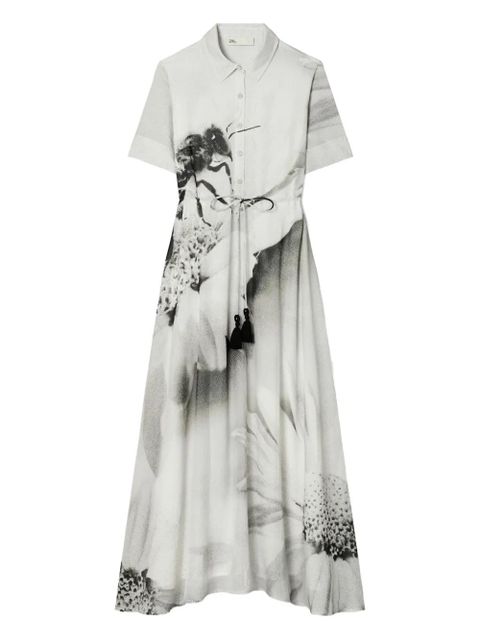 Tory Burch floral-print midi dress - Grey - zdjęcie produktu nr 1