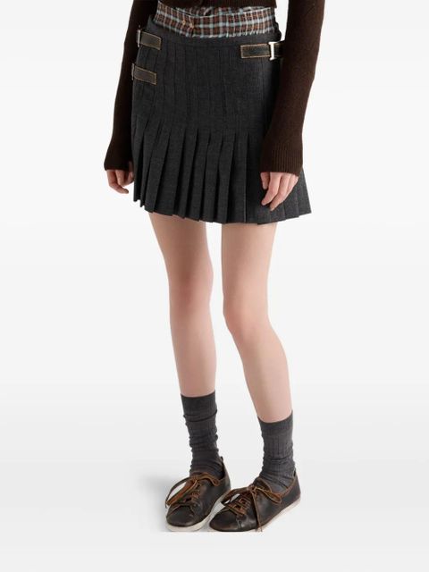 Prada pleated wool mini skirt - Grey