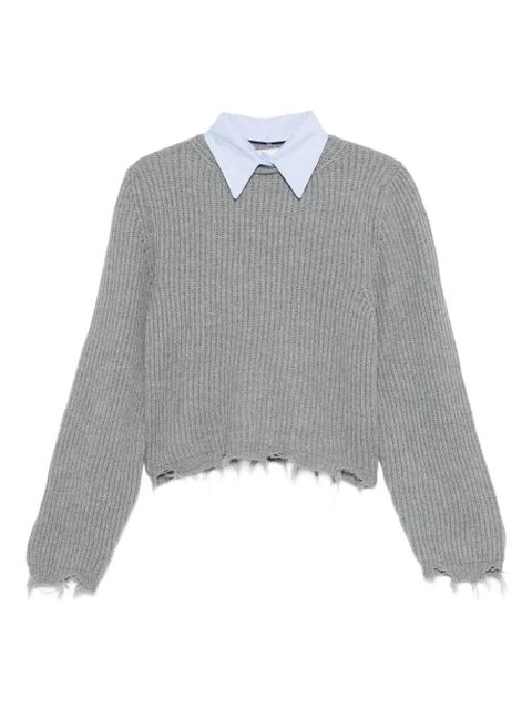 SOLOTRE ribbed-knit sweater - Grey