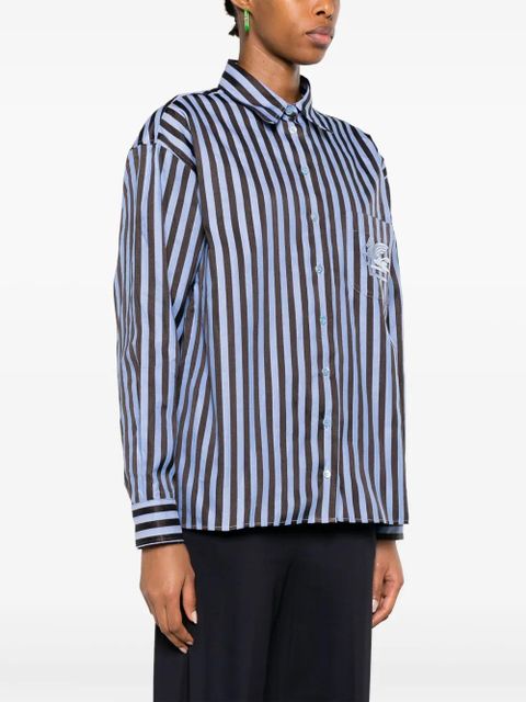 ETRO Pegaso-embroidered striped shirt - Blue