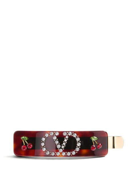 Valentino Garavani cherry-embellished hair clip - Brown - zdjęcie produktu nr 1