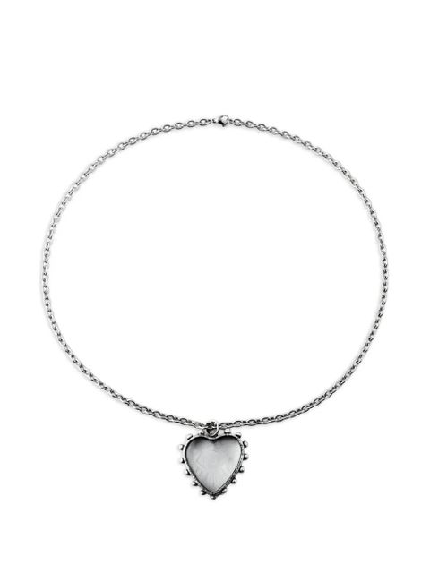 Poison Drop Lab glass heart engraved pendant chain necklace - Silver - zdjęcie produktu nr 1