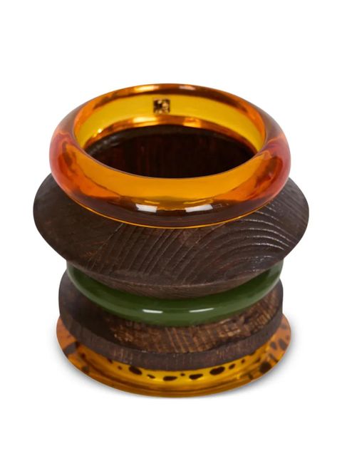 Balmain geometric bangle bracelets set - Brown