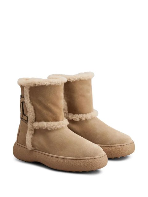Tod's logo-patch suede boots - Neutrals