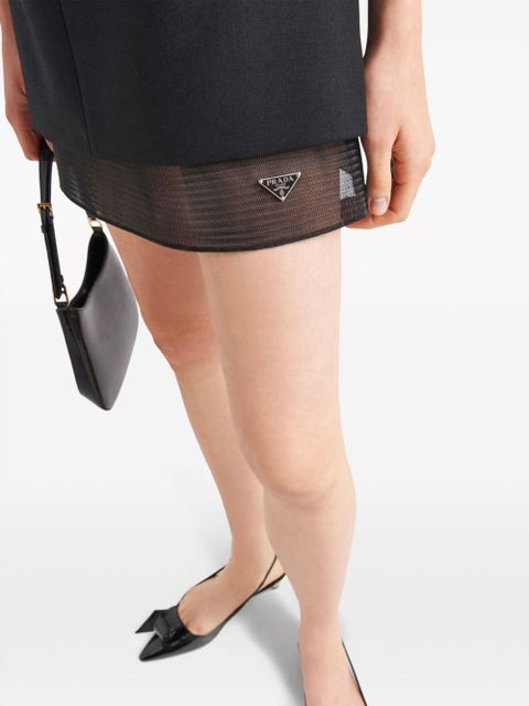 Prada enamel triangle-logo wool dress - Black