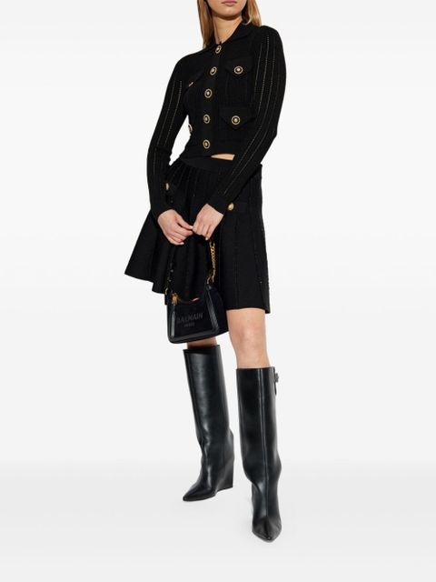 Balmain openwork-detailed ribbed-knit cardigan - Black - zdjęcie produktu nr 2