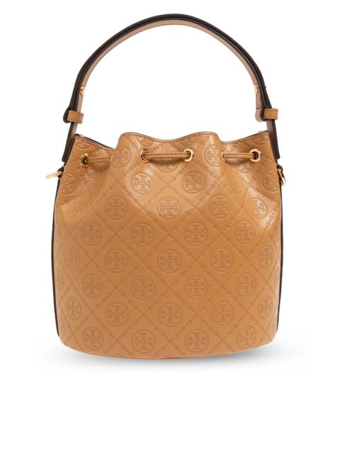 Tory Burch All-over-debossed logo bucket bag - Brown