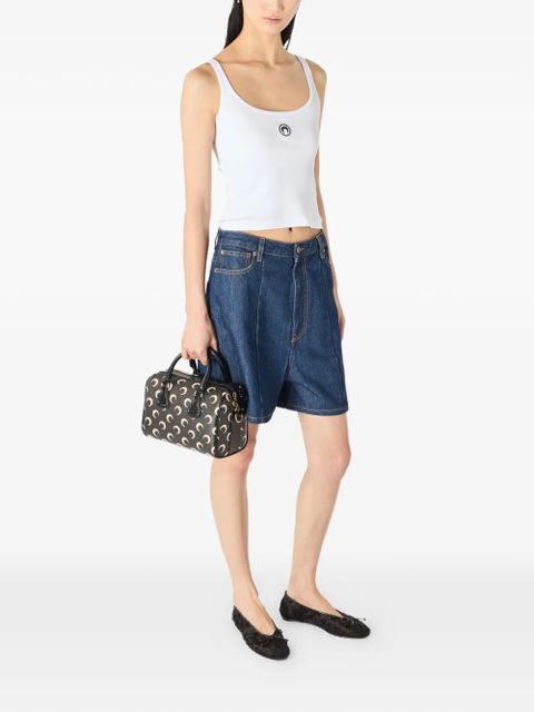 Marine Serre panelled denim shorts - Blue