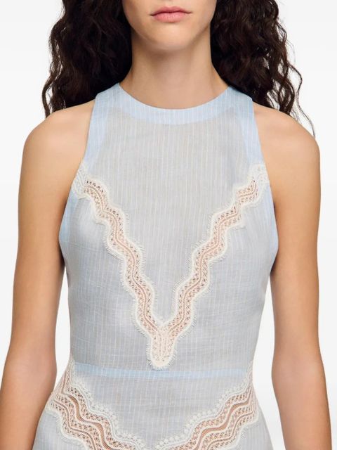 SANDRO lace striped maxi dress - Blue