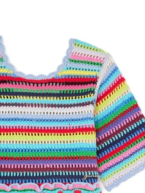 GANNI striped ruffled blouse - Blue - zdjęcie produktu nr 2